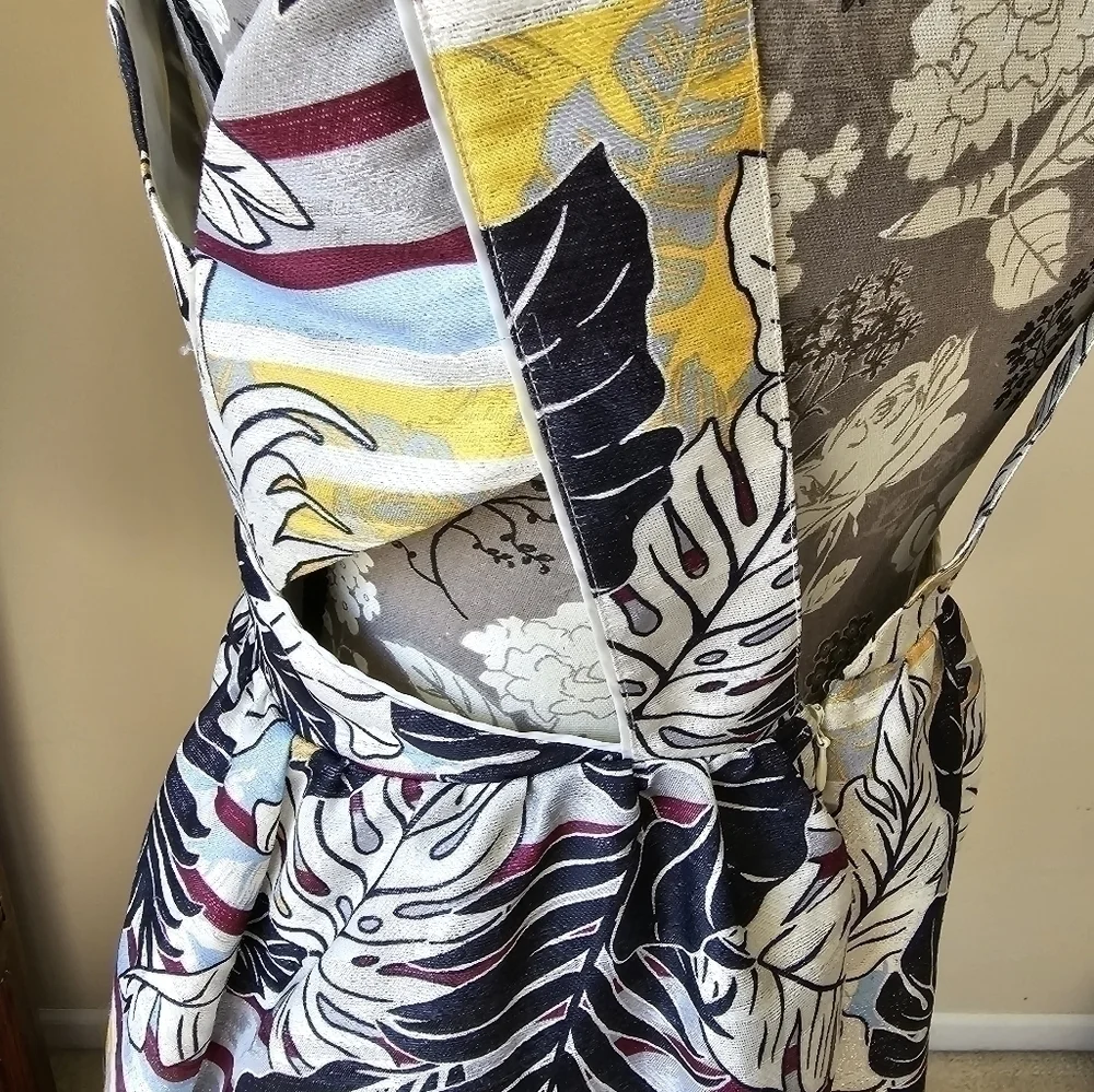 H&M colorful metallic palm leaf backless dress Sz. 8 - Picture 5 of 11